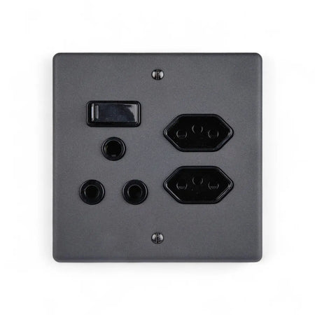 Lesco 100X100Mm 16A/2Iec Mono Matt Black Switch Socket