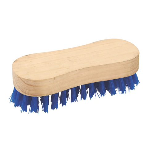 Addis scrub brush with wooden oval handle and blue bristles