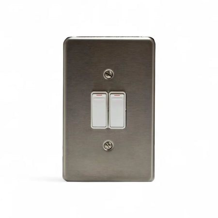 Lesco Switch 2 Lever Iway 100X50Mm S/Steel White Sabs Light Switches