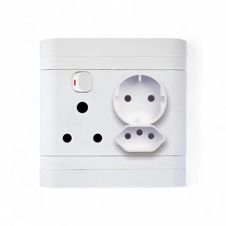 Lesco Single Switched Socket - 1X16Mma + 1 X Schuko + 1 X Switch Socket