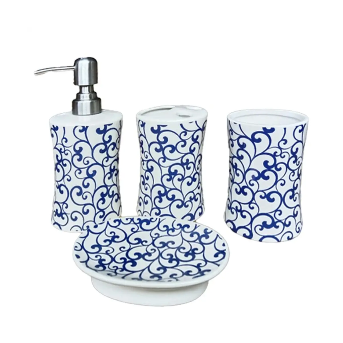 Four piece bathroom accessory set