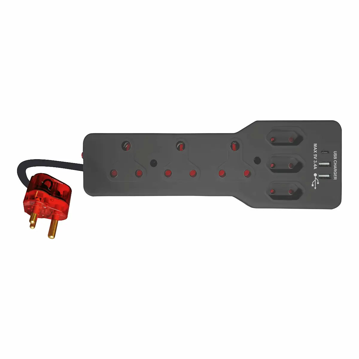 Six outlet surge USB powerstrip