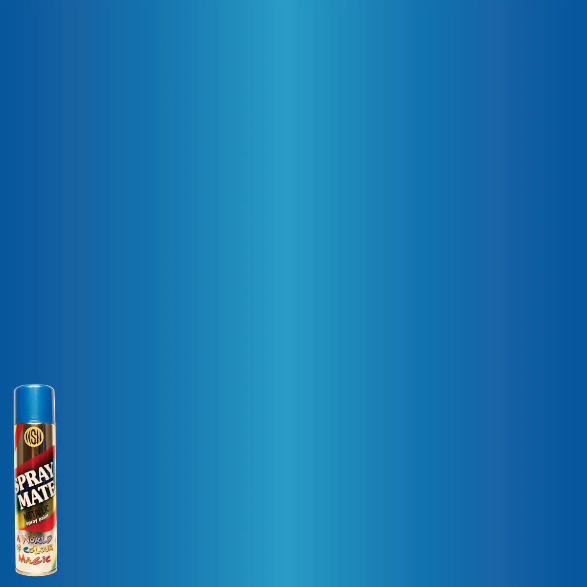 Metallic blue spray paint can