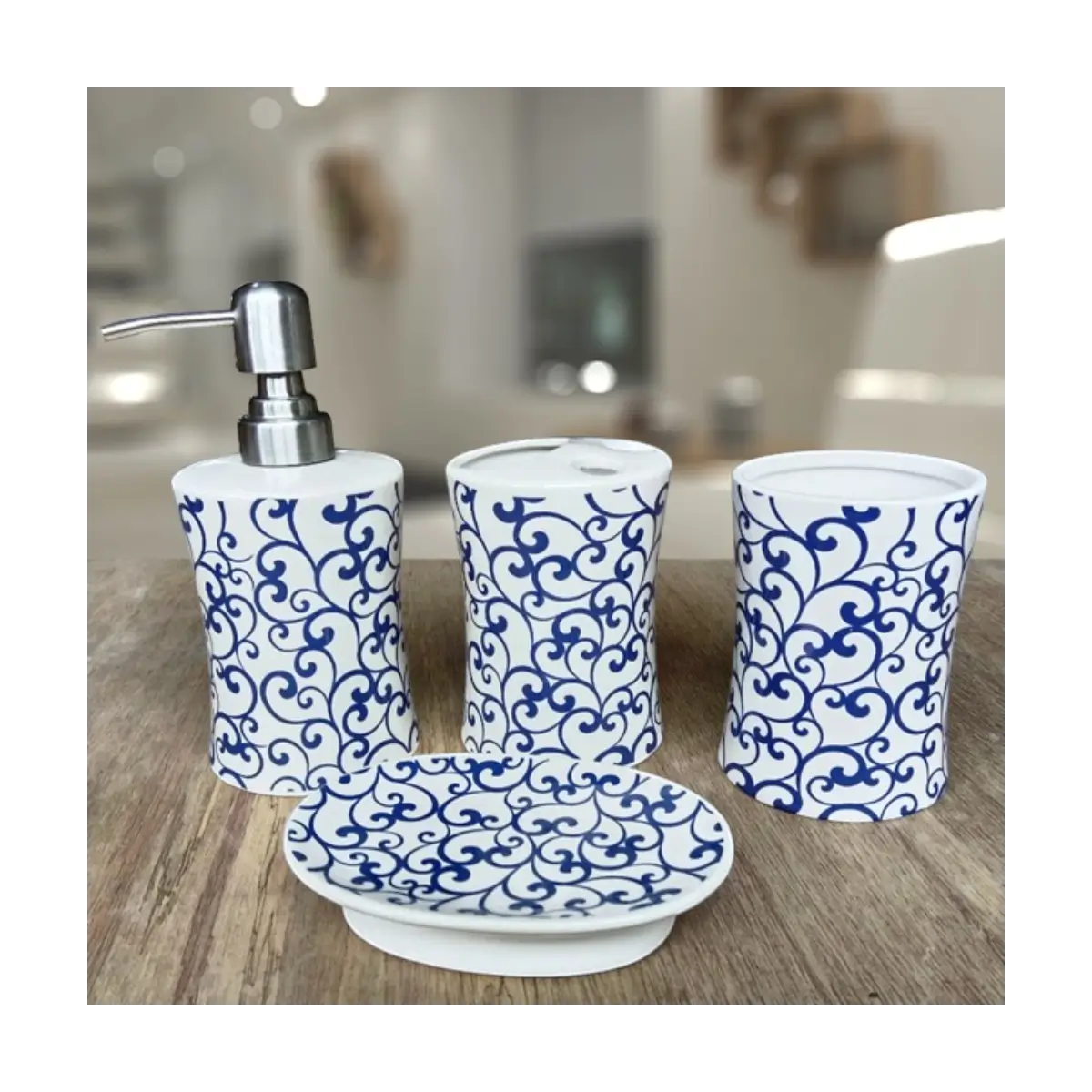 Four piece bathroom accessory set