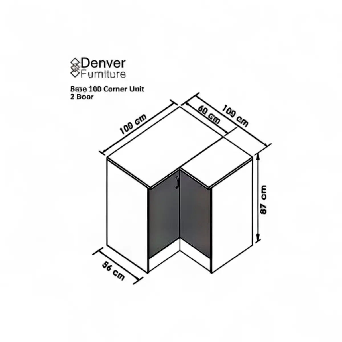 Modular Corner Floor Unit 1000mm - White