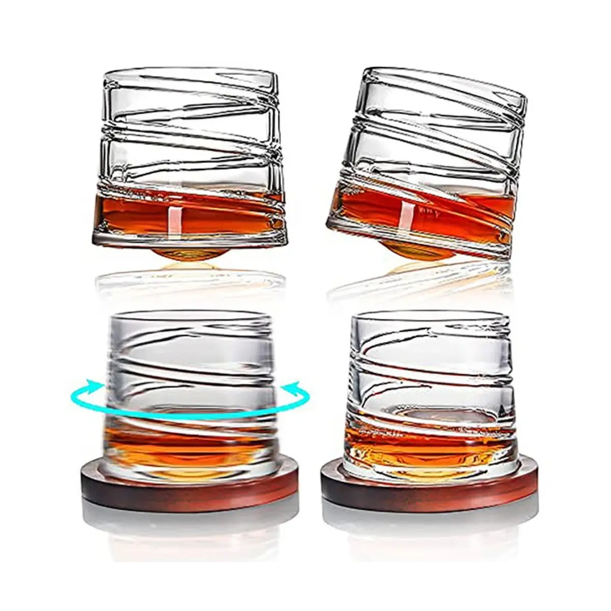 Set of four whiskey glasses
