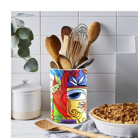 Ceramic utensil storage crock