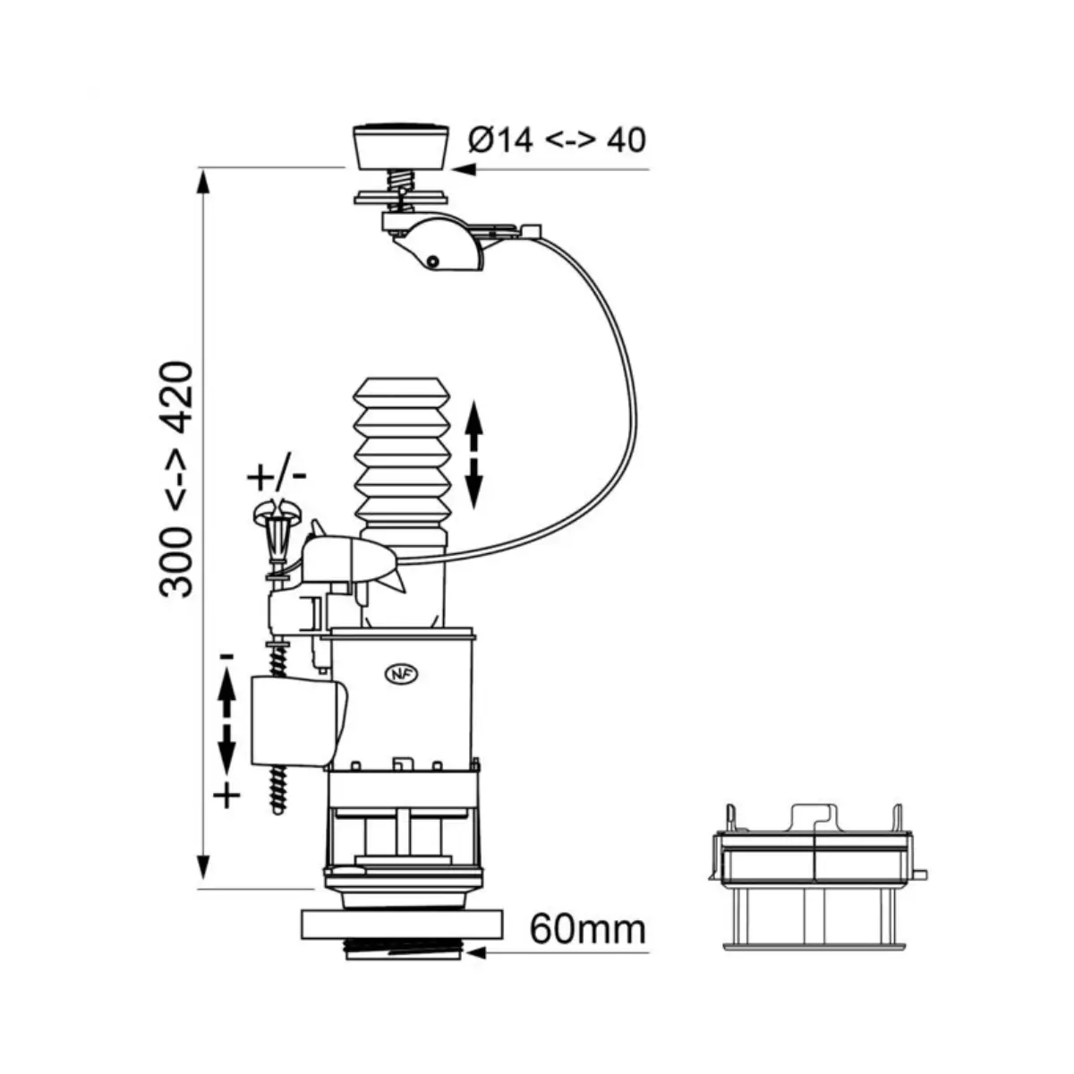 Dual flush extension with adapter