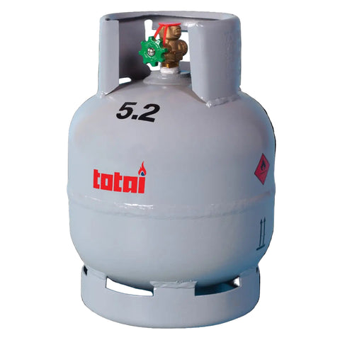Totai three kilogram gas cylinder with external valve regulator and green control knob