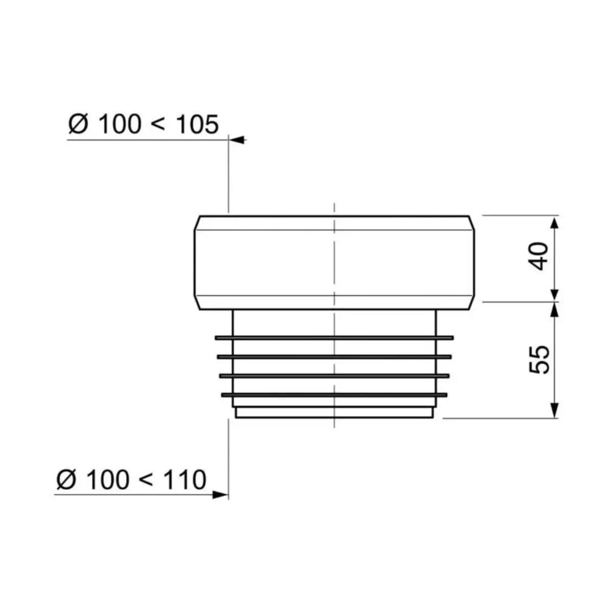 Straight rubber pan connector