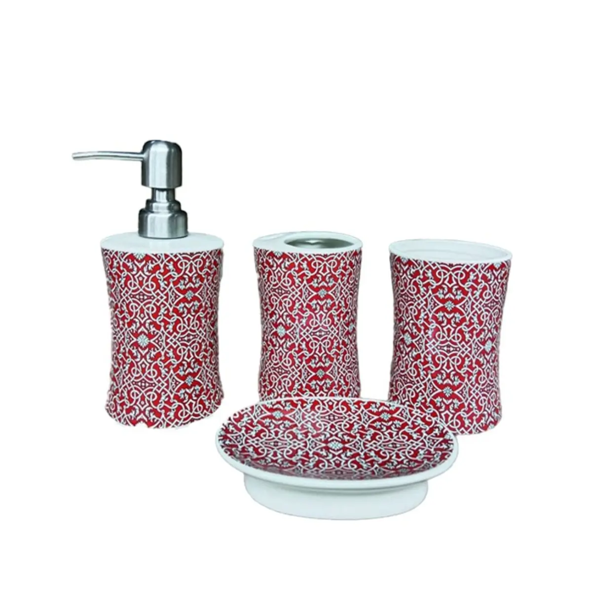 Four piece bathroom accessory set