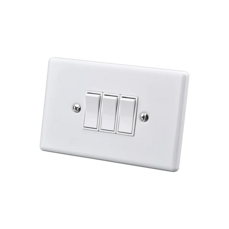 Three lever steel wall switch