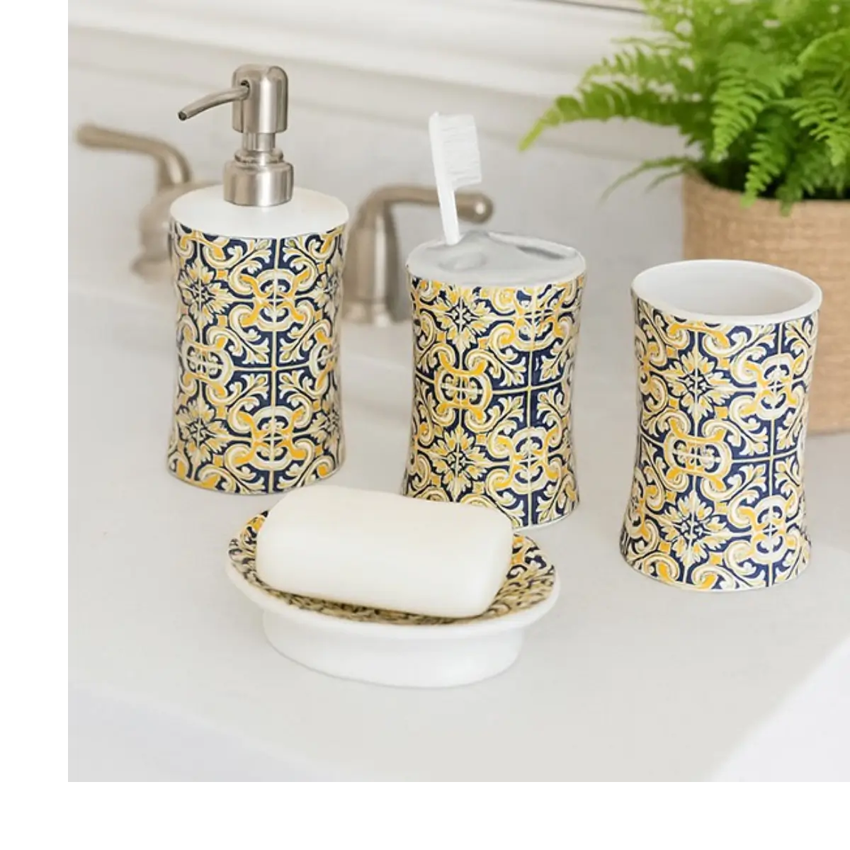 Four piece bathroom accessory set