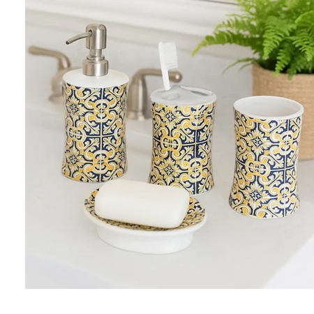 Four piece bathroom accessory set