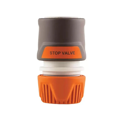 neta stop valve with orange base and gray cap, white gasket visible