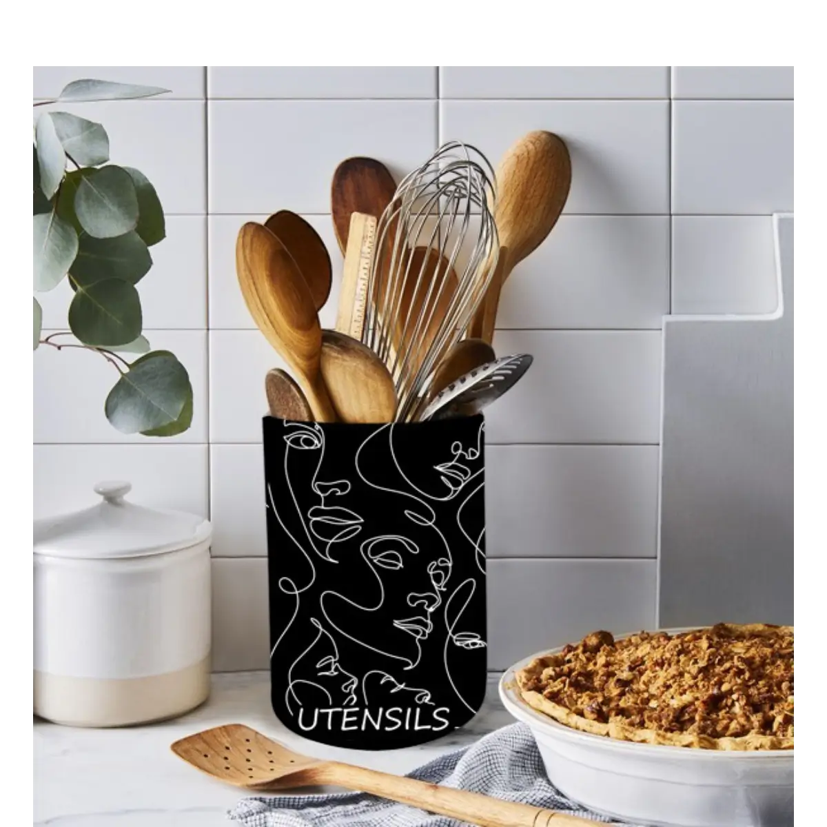 Ceramic utensil crock