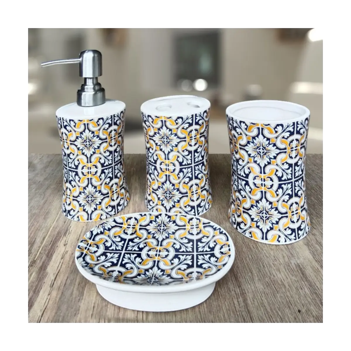 Four piece bathroom accessory set