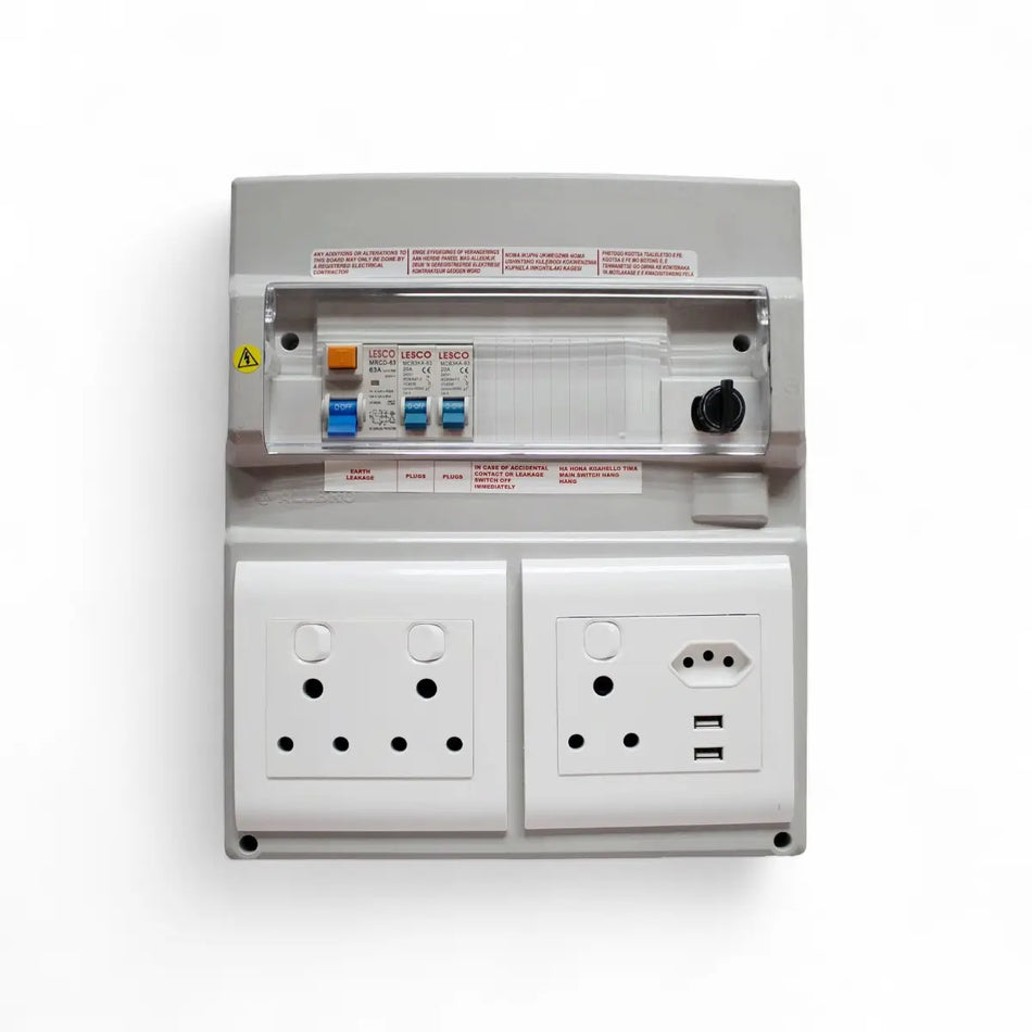Lesco Ready Board 16Amp Dbl/Iec No Bulk Head Distribution Board