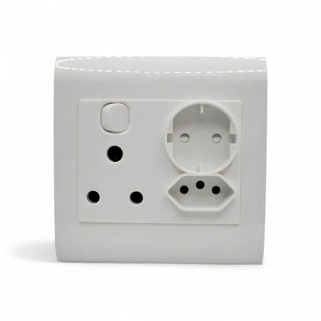 Lesco Single Switched Socket - 1X16Mma + 1 X Schuko + 1 X Switch Socket