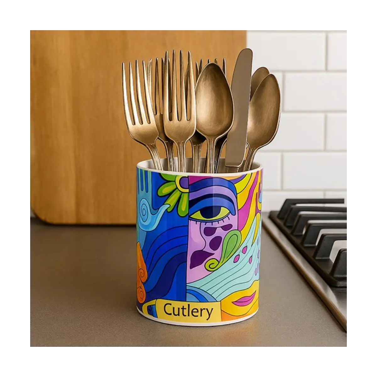 Wooden cutlery holder