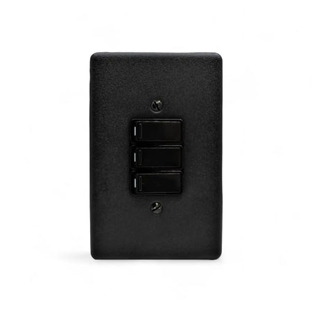 Lesco 100X50Mm 3 Lever Switch Matt Black Light Switches