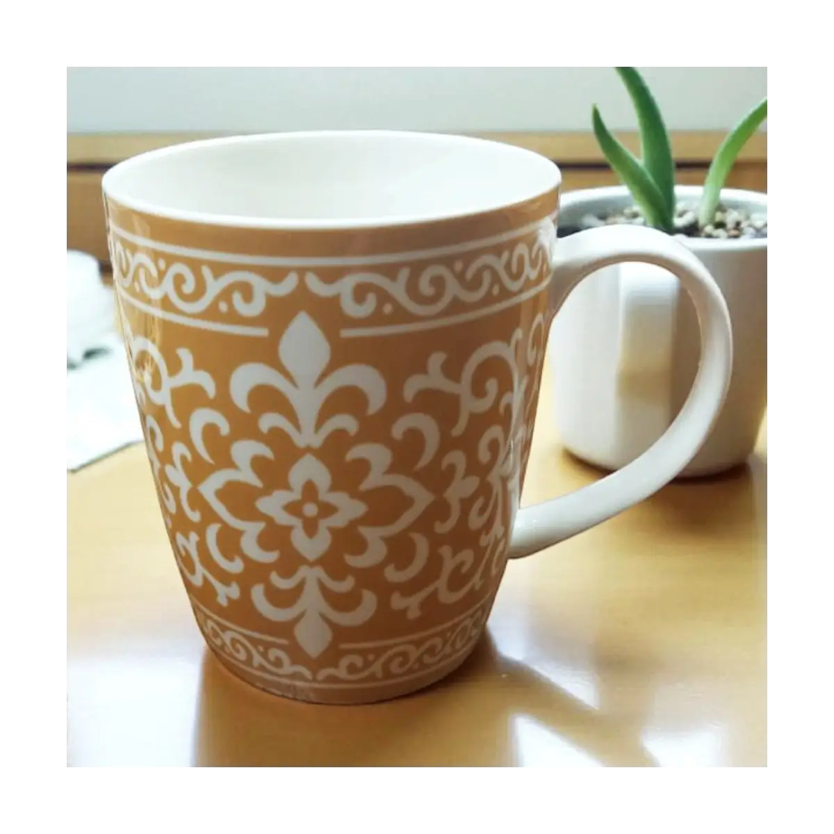 Patterned ceramic coffee mug
