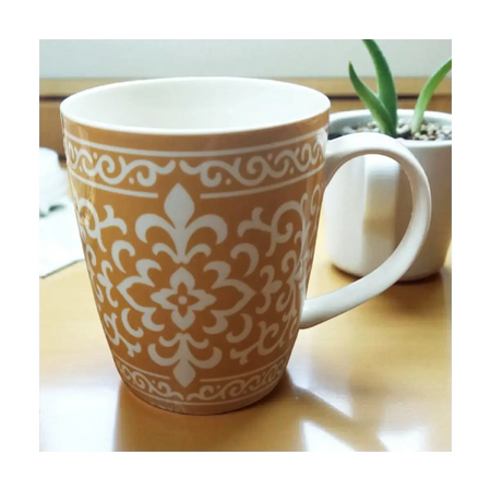 Patterned ceramic coffee mug