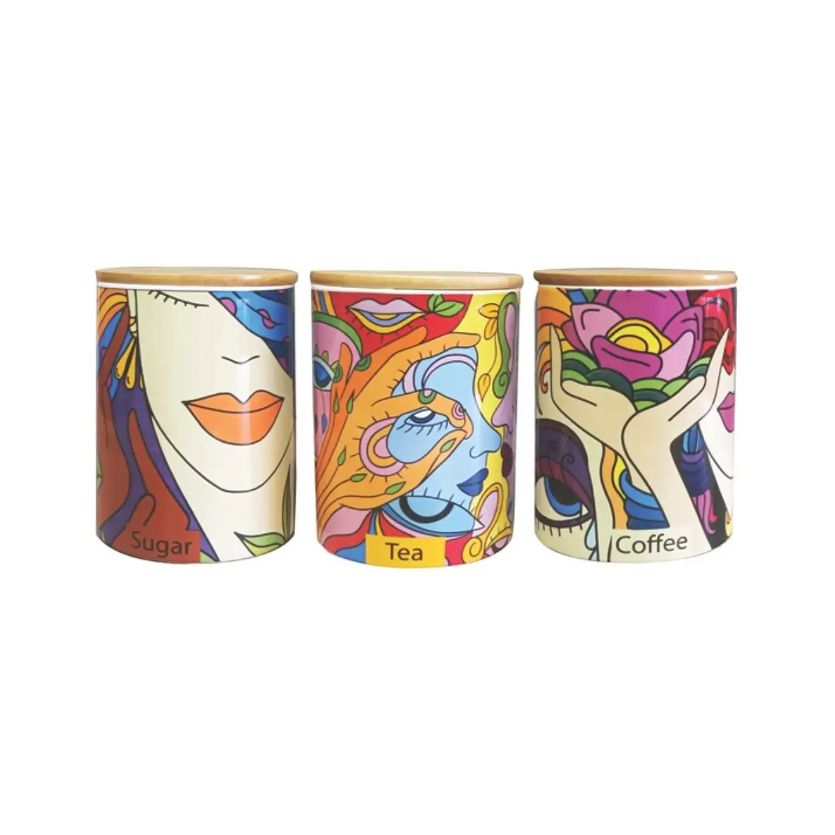 Ceramic kitchen canister set