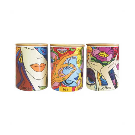 Ceramic kitchen canister set