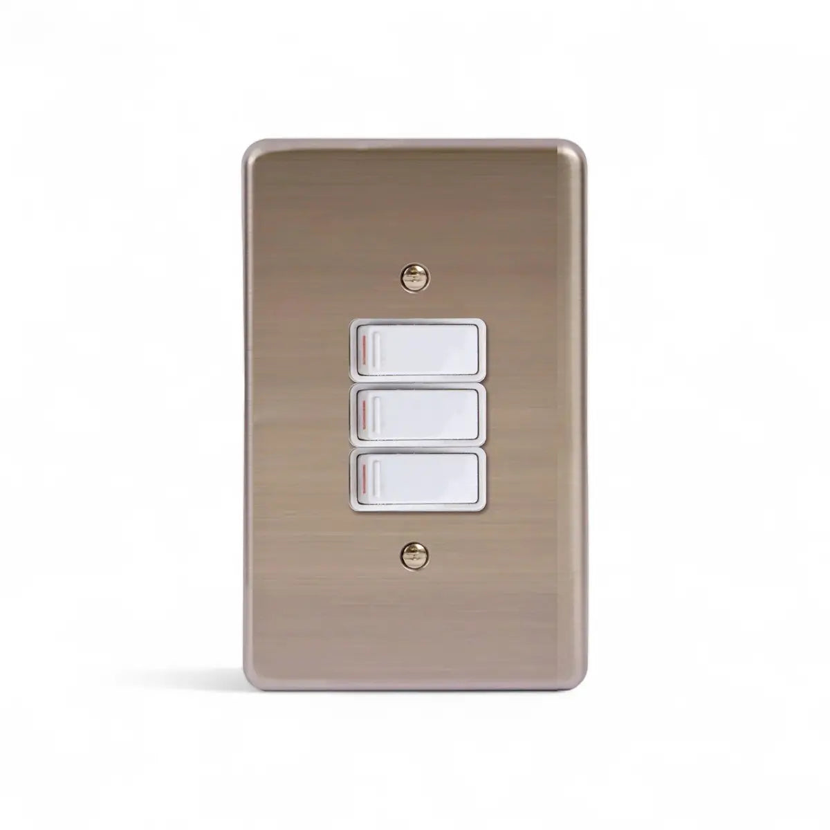 Lesco Switch 3 Lever Iway 100X50Mm S/Steel White Sabs Light Switches