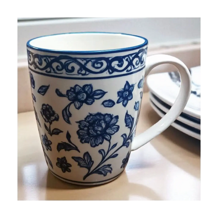 Patterned ceramic coffee mug