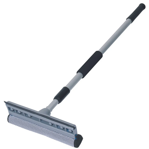 addis window squeegee with telescopic handle and rubber blade attached to a grey metal rod