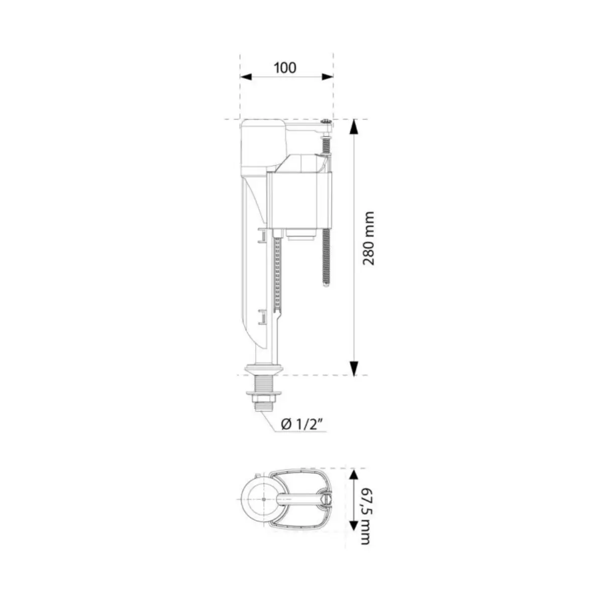 Bottom entry inlet valve 9.5mm