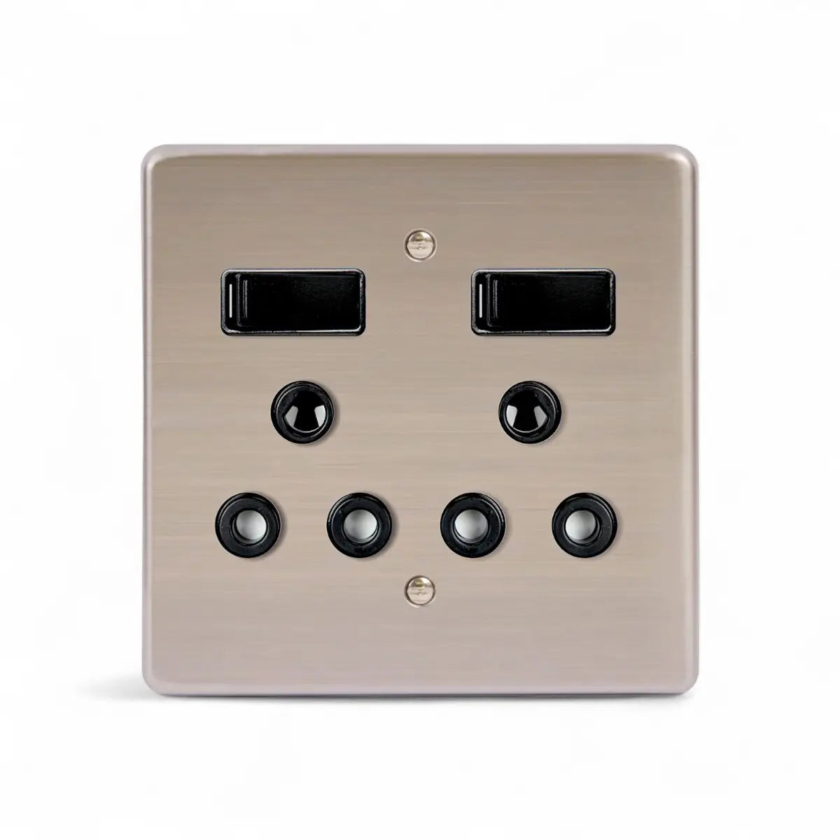 Lesco Socket Double Blk Ss 100X100Mm Light Switches