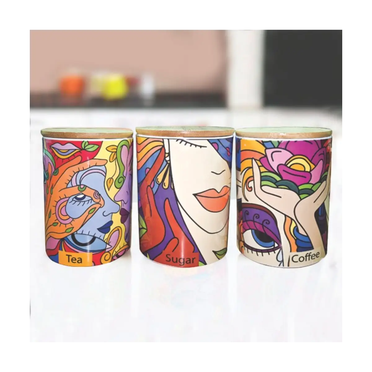 Ceramic kitchen canister set