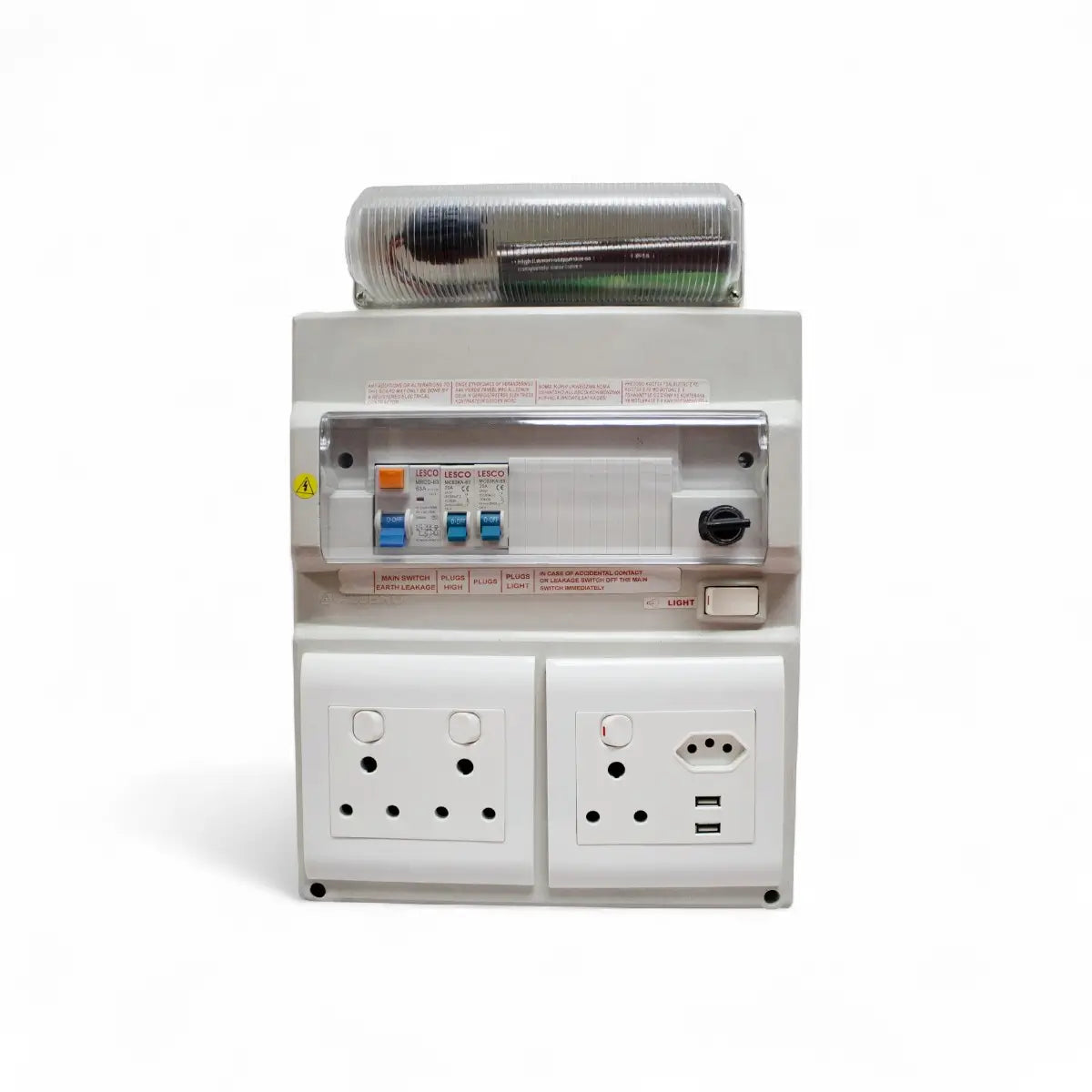 Lesco Ready Board 16Amp Dbl/Iec With Bulk Head Distribution Board