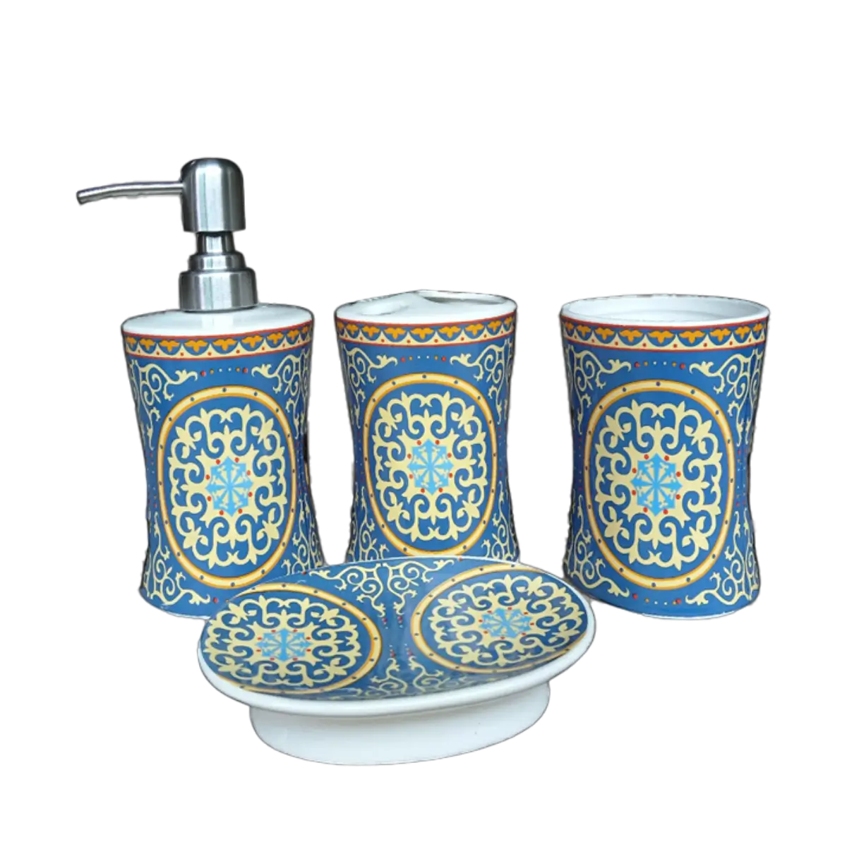 Four piece bathroom accessory set