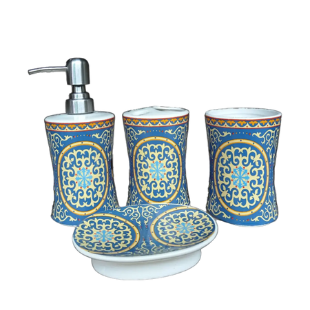 Four piece bathroom accessory set