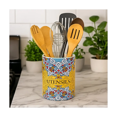 Ceramic utensil storage crock