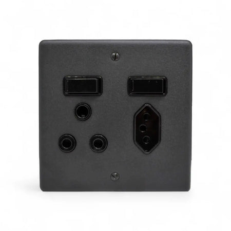 Lesco 100X100Mm 16A/Iec Mono Matt Black Switch Socket