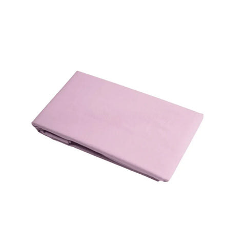 folded blush pink pillow case on white background standard size