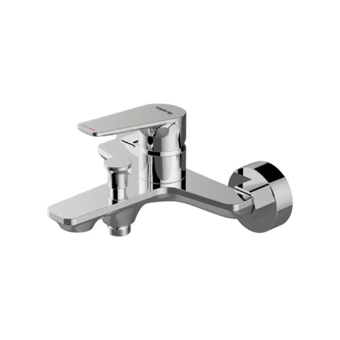 Blu-Motion Luxus bath mixer with chrome finish and wall mounted installation