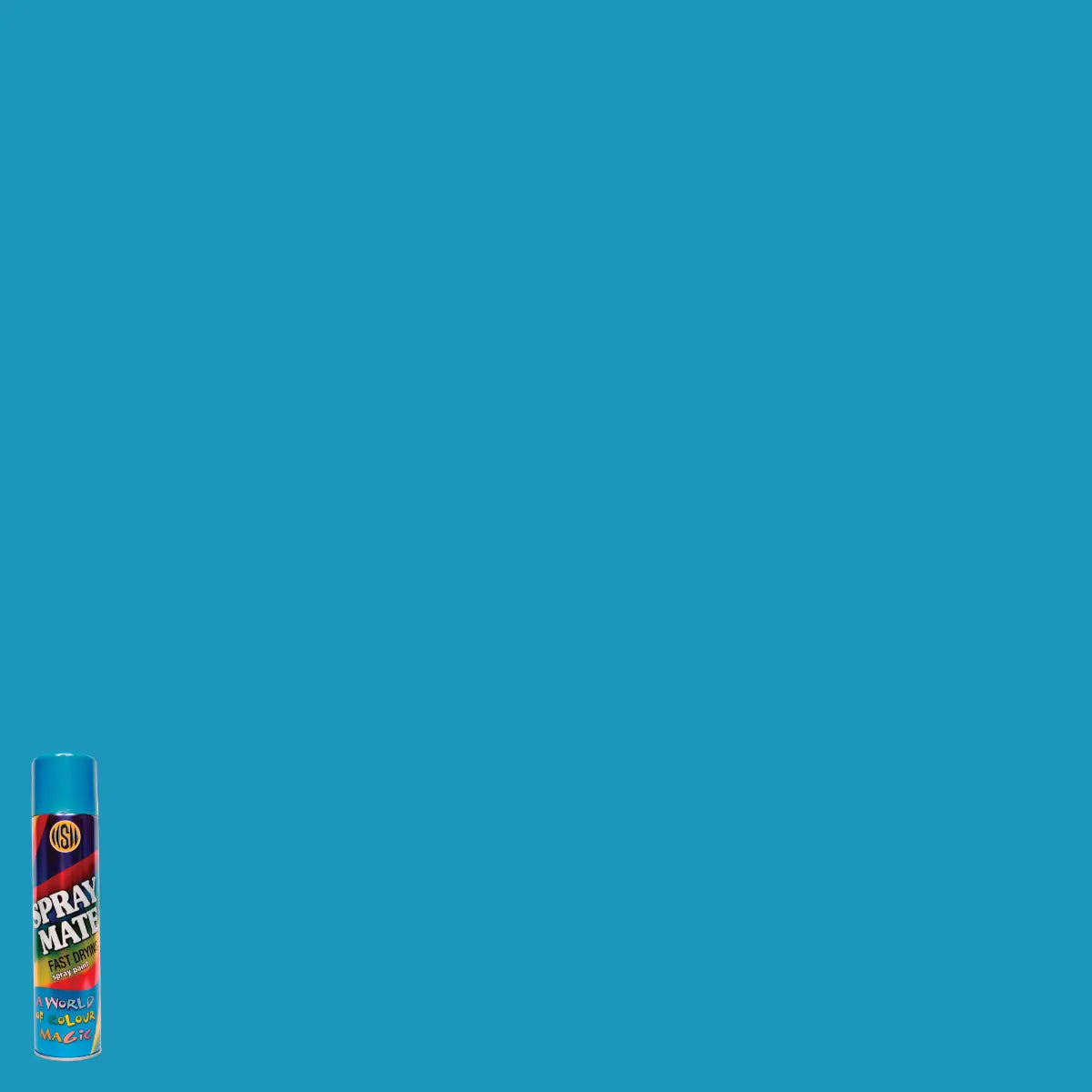 Azure blue spray paint can