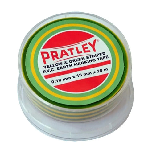 pratley earth marking electrical tape yellow and green striped on a clear spool
