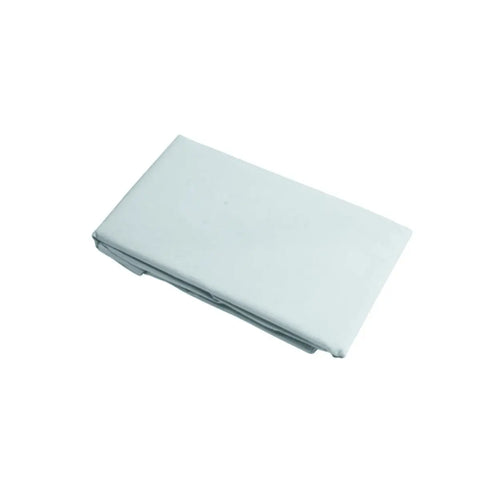 folded pale blue pillow case on white background