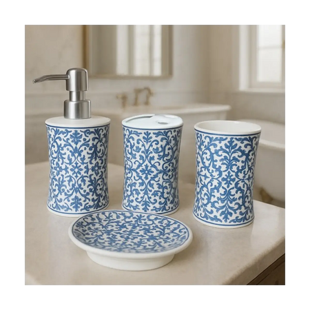 Four piece bathroom accessory set