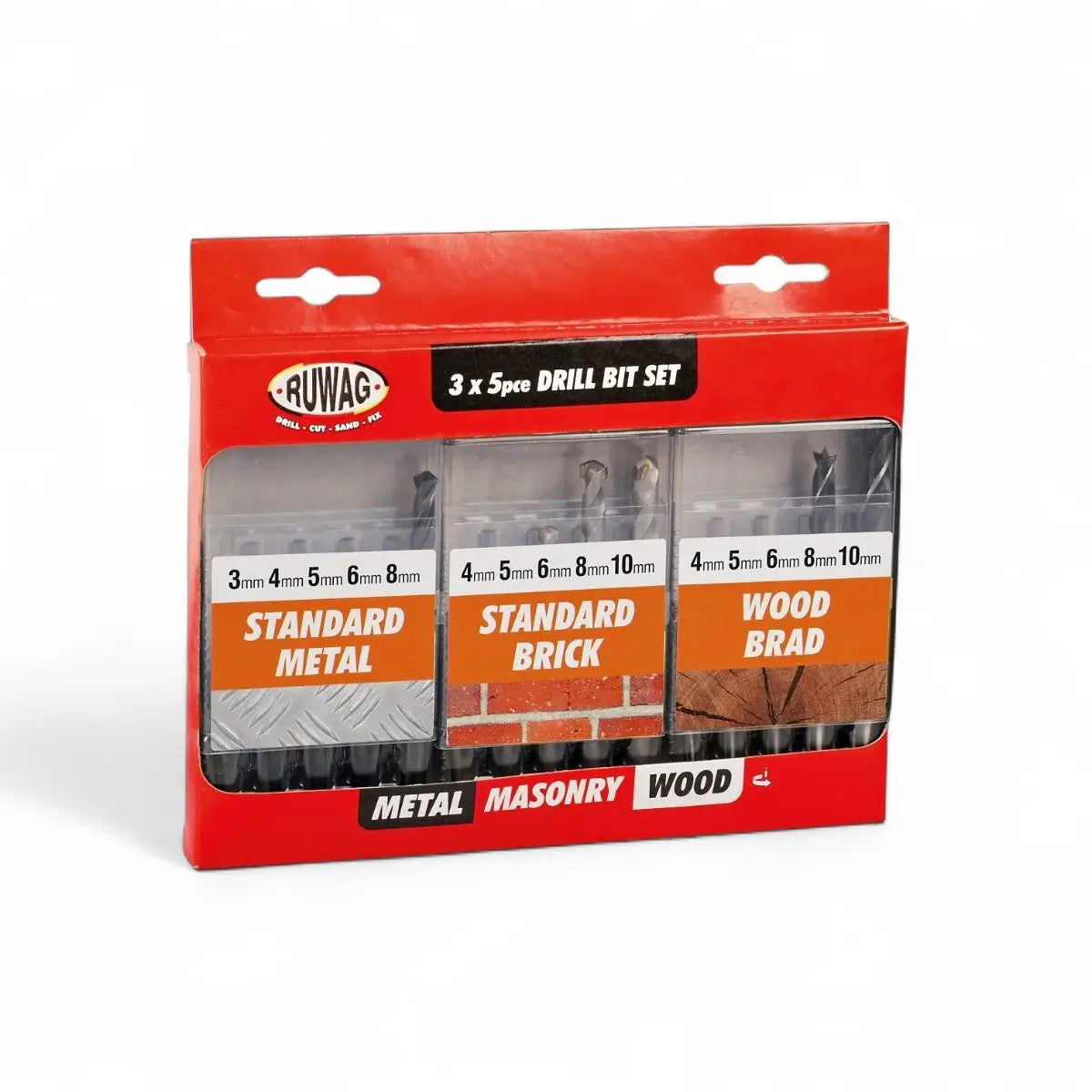 Wood/Brick/Metal Combo Drill Bit Set (15-Piece)
