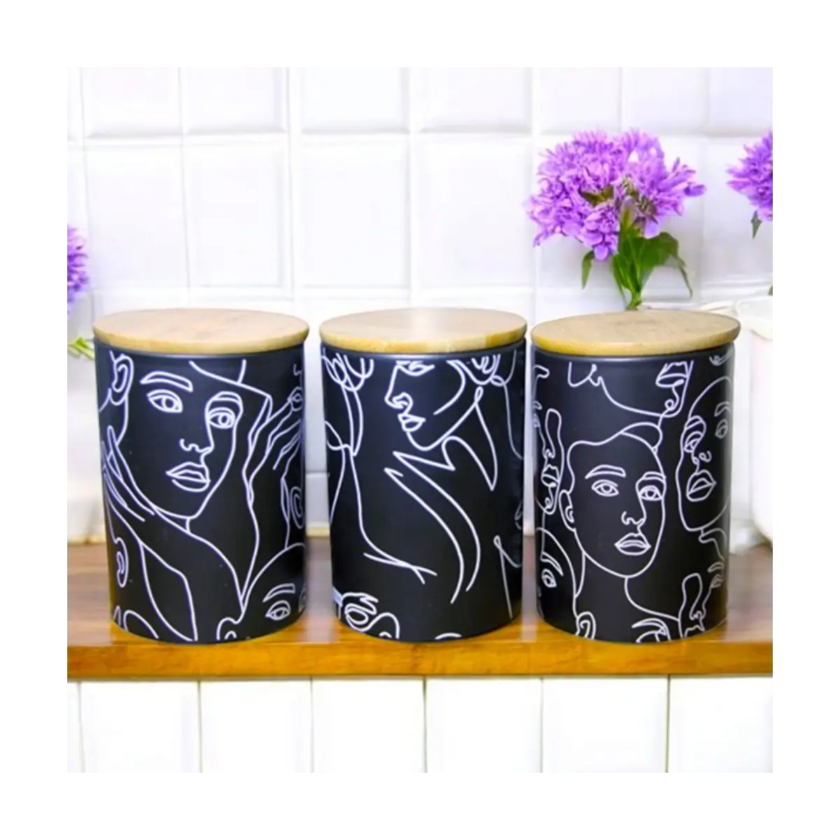 Ceramic kitchen canister set