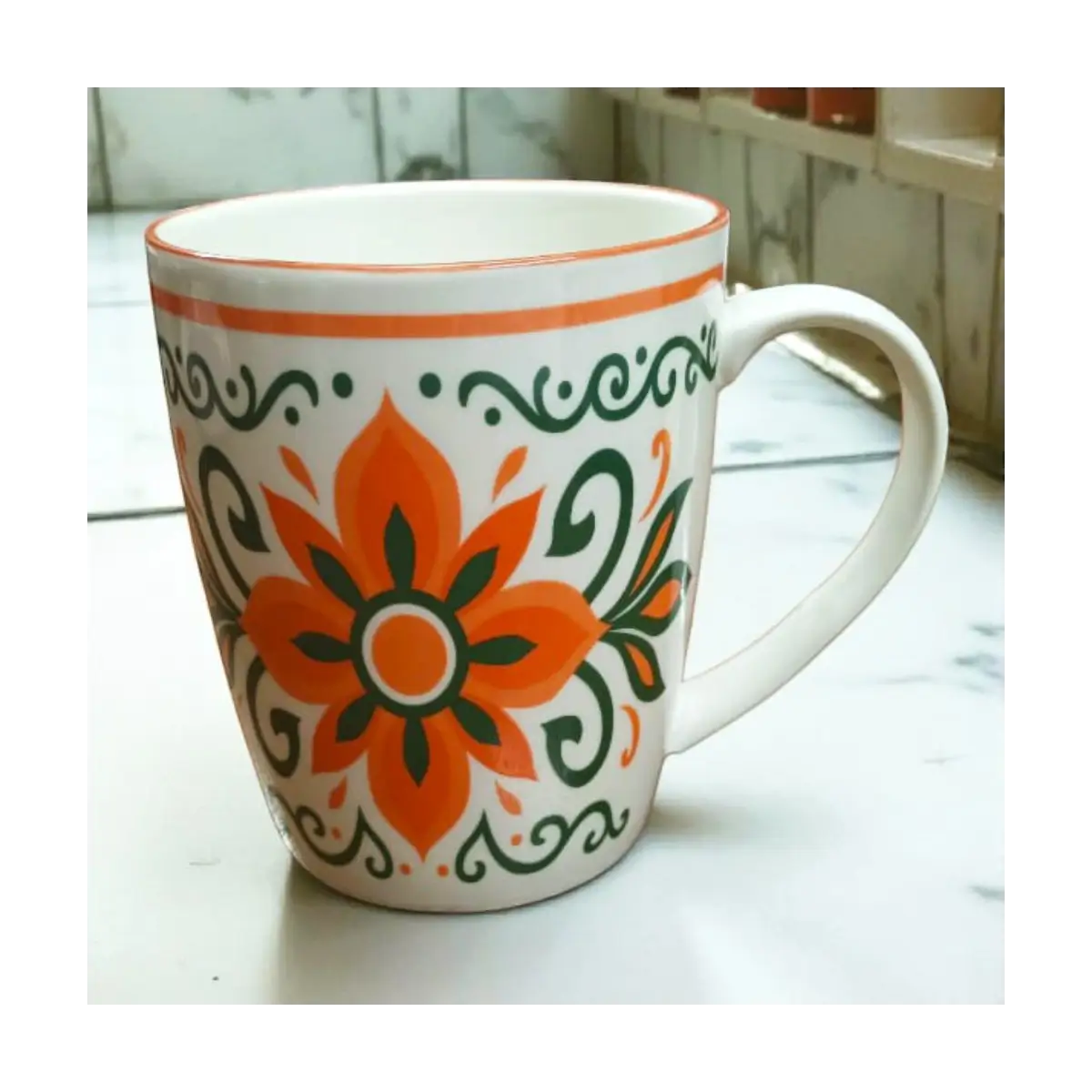 Patterned ceramic mug