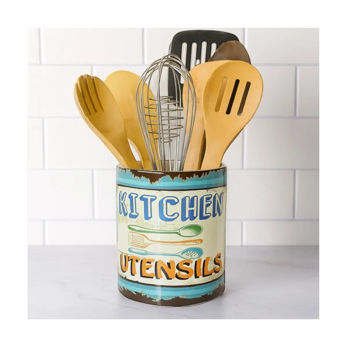 Ceramic utensil storage crock